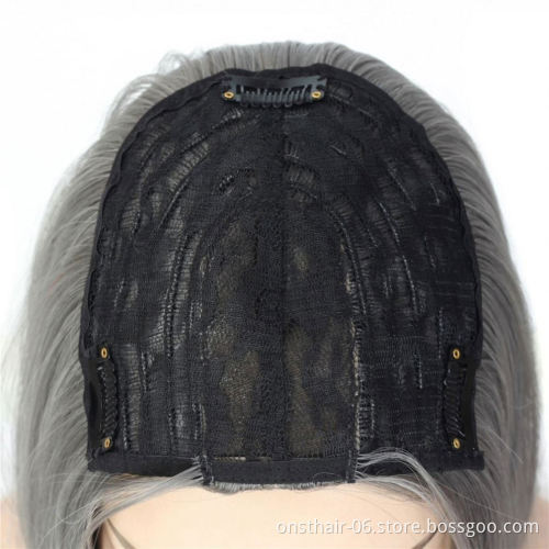 16inch Straight Topper Hair Synthetic Blonde Hair with Bangs for Women Clip-in One-piece Hair Extension High Temperature Fiber